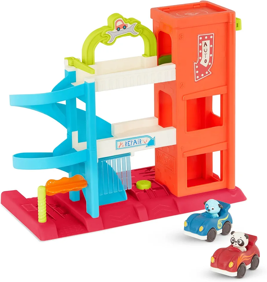 B. toys– Bingo’s Garage- Vehicle Playset Garage- Working Elevator- 3 floor playset- 18 months +