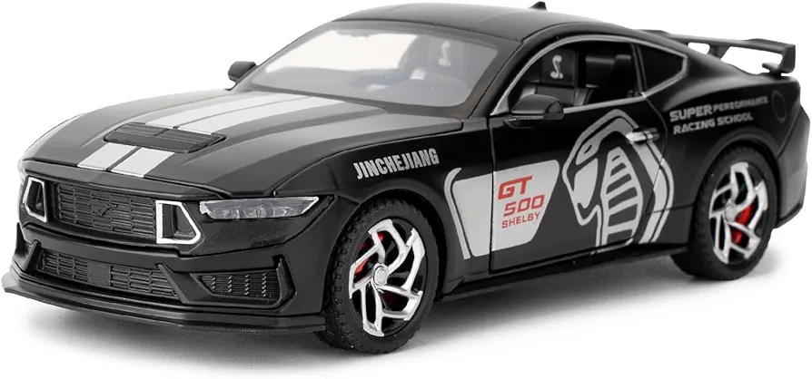 BDTCTK 1/32 Ford Mustang Shelby GT500 Model Car, Zinc Alloy Pull Back Toy car with Sound and Light for Kids Boy Girl Gift(Black)