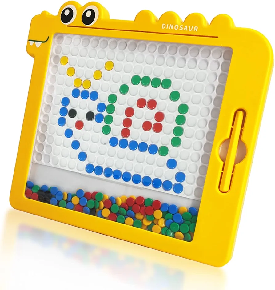 FUNSURE Magnetic Drawing Board, Large Drawing Board with Magnetic Pen & Beads for Toddler, Montessori Preschool Educational Toys Drawing Board for Children, Gifts for 2 3 4 5 6 Years Old Children