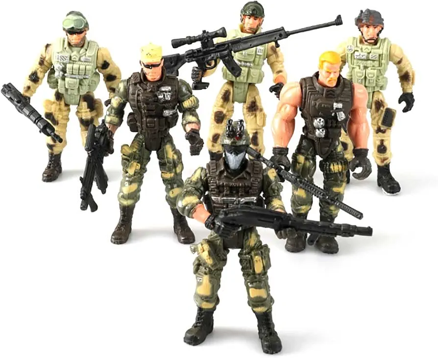 ViiKONDO 3.75 inches Action Figure Playset (6 Pcs/Set) Flexible Toy Soldier with Weapon Accessories, Army Men VS Zombie Combat Model (Special Forces B)