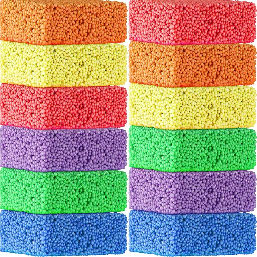 Shappy 12 Blocks Modeling Foam Clay for Kids Pluffle Playfoam Clay Foam Beads for Education Preschool Toys for Kids Develop Creativity DIY Art Crafts, 6 Colors