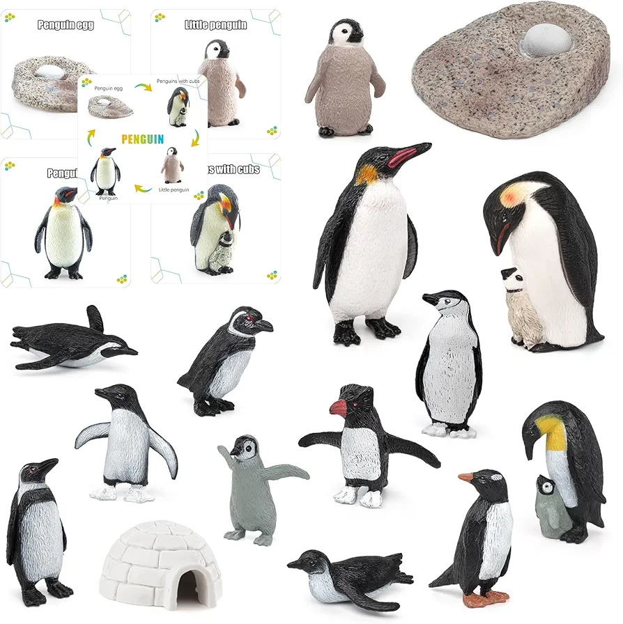 Polar Penguin Figure Cards Playsets 15PCS Penguin Model Toy Desktop Decoration Collection Party Favors Toys for Boys Girls Kids