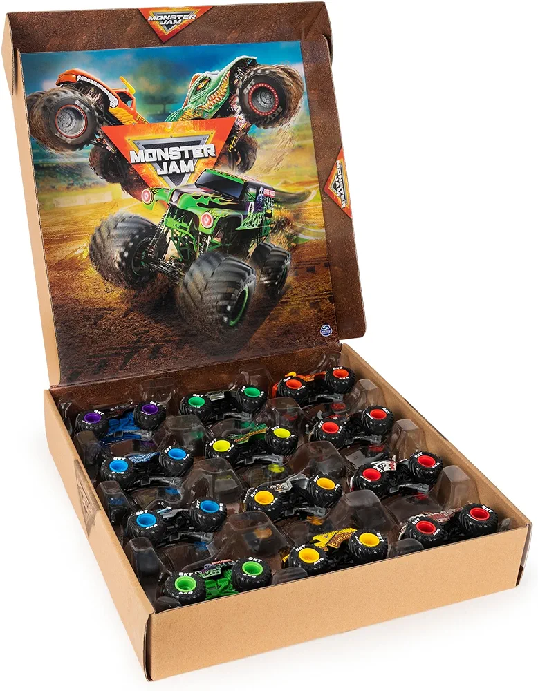 Monster Jam, Official 12-Pack of 1:64 Scale Die-Cast Monster Trucks for Boys and Girls, Kids Toys for Ages 4-6+, Amazon Exclusive