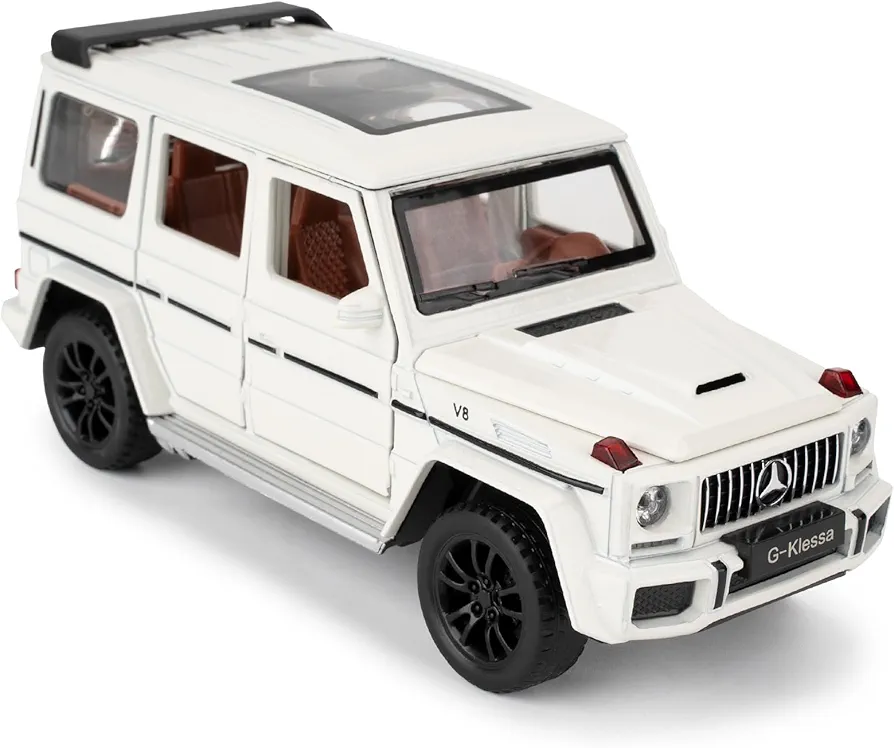 Car Model for Kids,1:32 Scale Compatible for Benz G63 AMG Mdel Car, Zinc Alloy Pull Back Toy Car with Sound and Light for Toddlers Adult Boys Girls Gift（White）