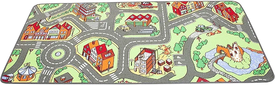 Children’s Factory, Learning Carpets My Neighborhood Play Carpet, 79x36, LC144, Kids Playroom Décor, Toddler Preschool, Nursery, or Daycare Road Rug