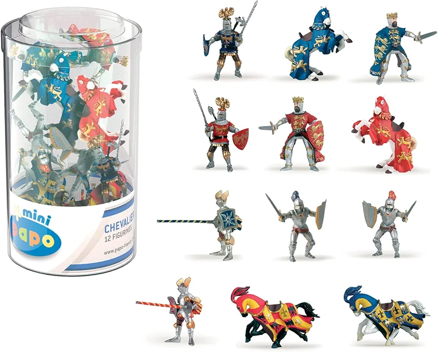 Papo Mini Tub Figure, Knights - 12 Pieces