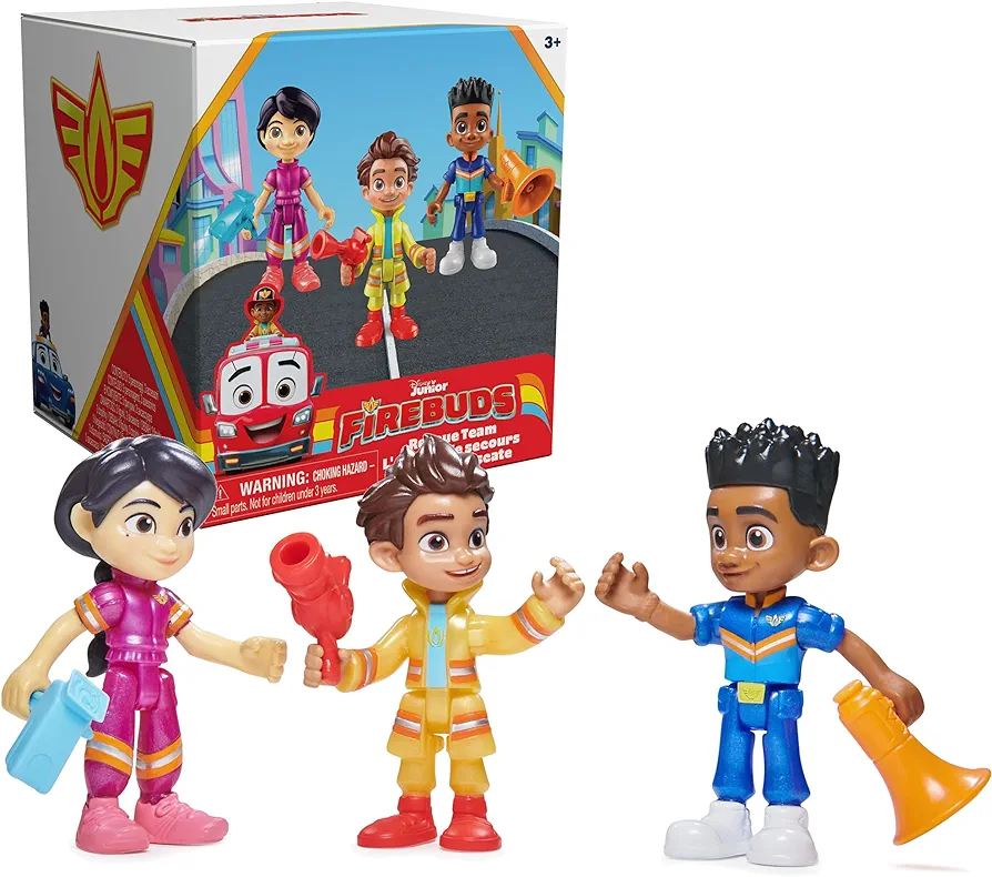 Disney Junior Firebuds Action Figures Gift Pack with 3 Collectible Kids Toys: Bo, Jayden and Violet and Accessories, for Ages 3 and up