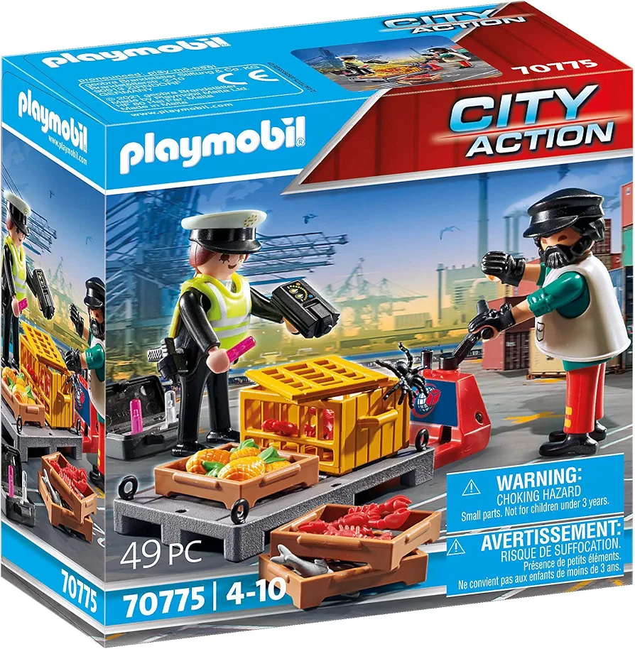 Playmobil 70775 City Action Cargo Customs Check, Fun Imaginative Role-Play, PlaySets Suitable for Children Ages 4+