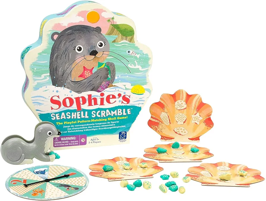 Educational Insights Sophie's Seashell Scramble Game for Preschoolers & Toddlers, Patterns & Matching Game, Fine Motor Skills, Ages 3+