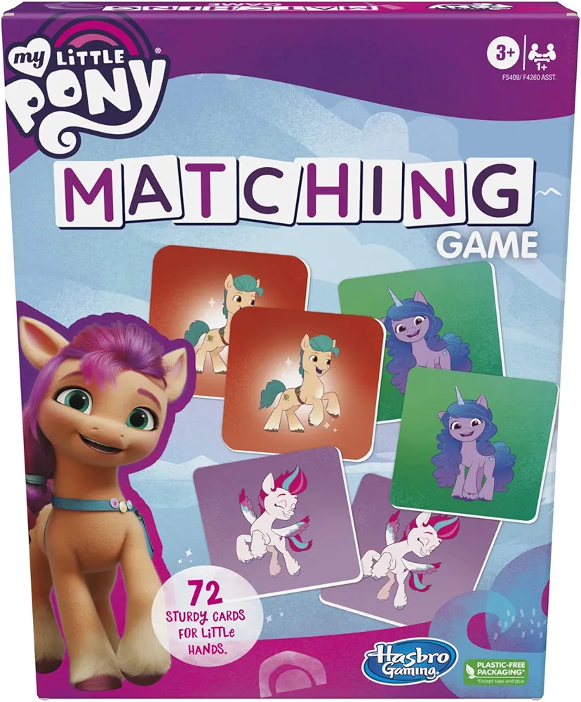 Hasbro Gaming My Little Pony Matching Game for Kids | 1+ Players | Preschool Board Games for Clasroom | Back to School Gifts | Ages 3+