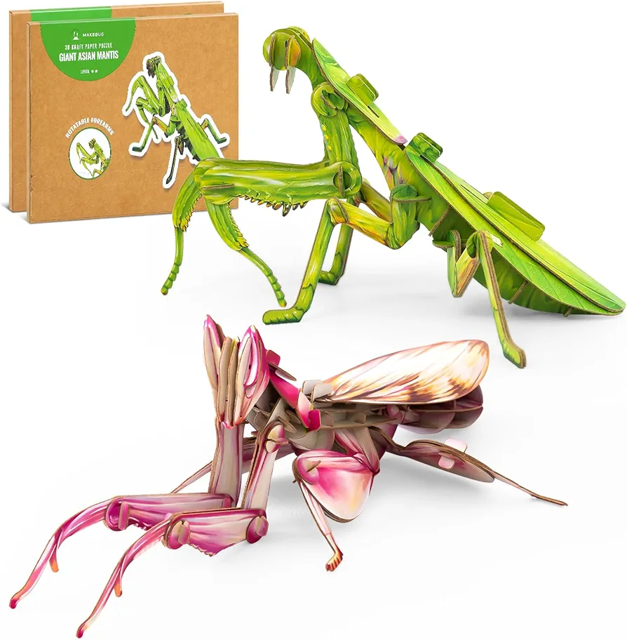 STEM Activities Educational Toys and Learning Activities for Kids Ages 7+, Eco-Friendly 3D Paper Puzzles for Birthday, Christmas, Holidays(Orchid Mantis&Giant Asian Mantis)