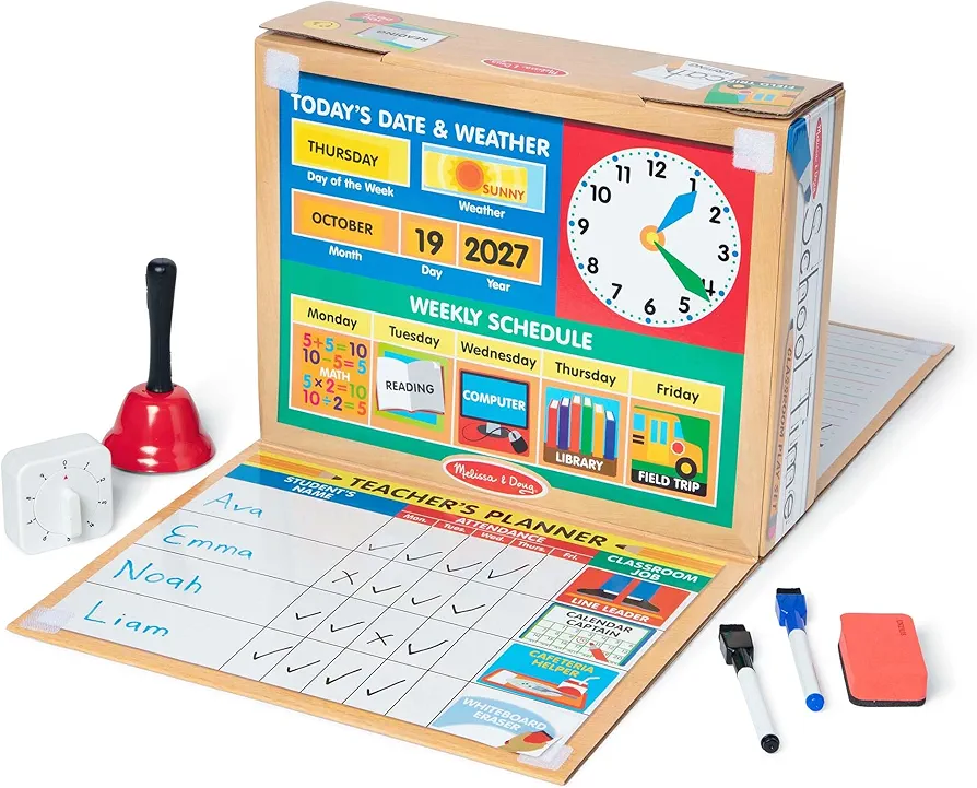 Melissa & Doug School Time! Classroom Play Set Game - Be Teacher or Student - FSC Certified