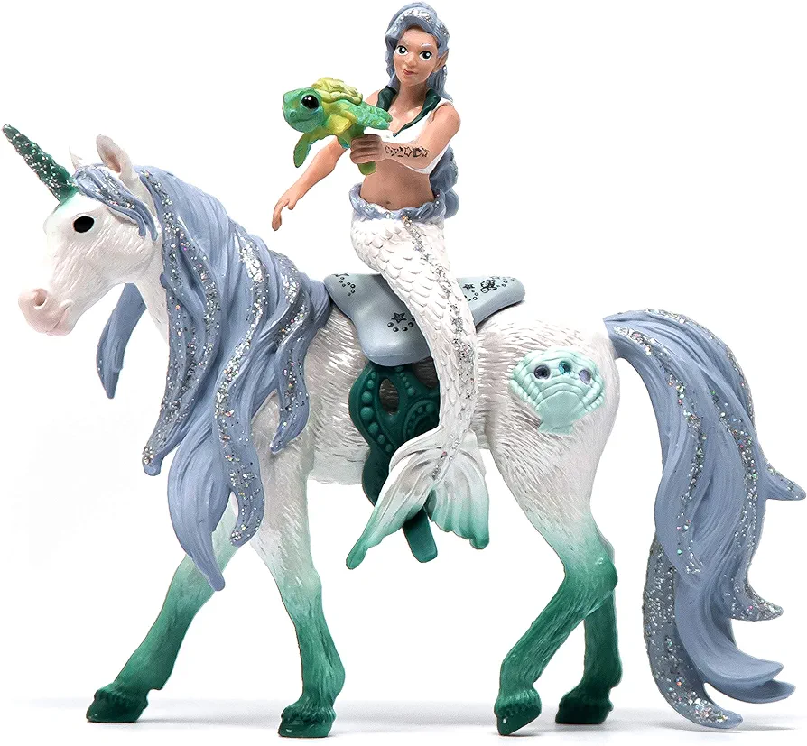 Schleich bayala, Mermaid Unicorn Toys for Girls and Boys, Mermaid Doll Riding on Sea Unicorn, Ages 5+