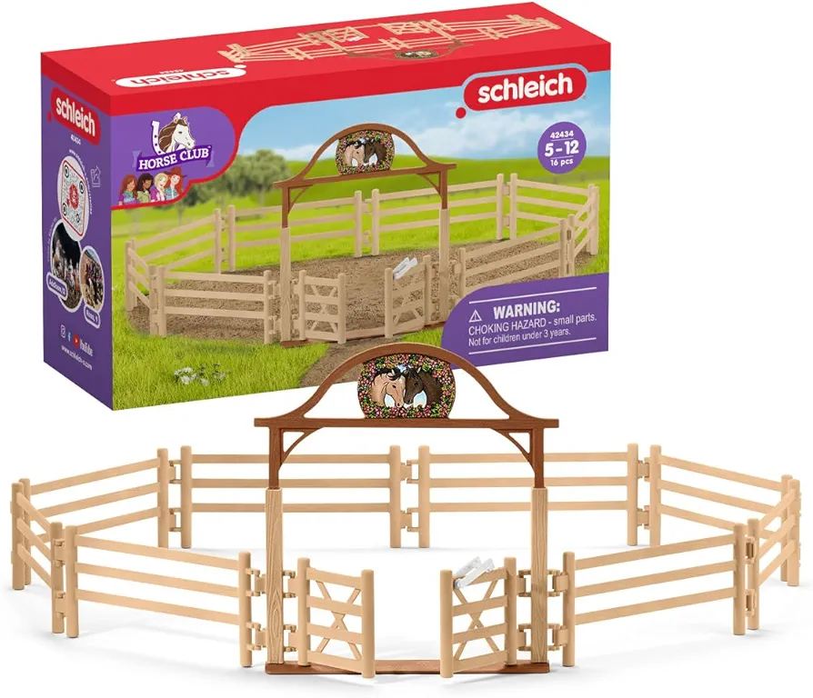 Schleich Horse Club, Horse Toys for Girls and Boys Paddock with Entry Gate Horse Toy, 10 pieces, Ages 5+