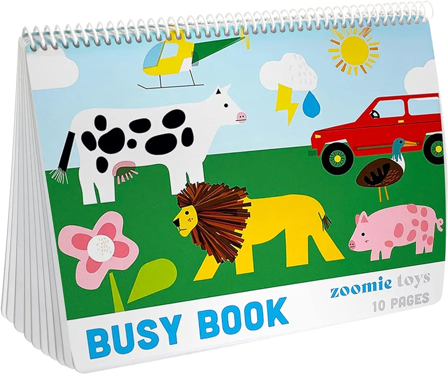 Made in USA - Busy Book for Toddler Toys - Preschool Learning Tools - Kids Books with Toddler Learning Activities - Busy Board for Toddlers - Activities for Kids (10 Pages)