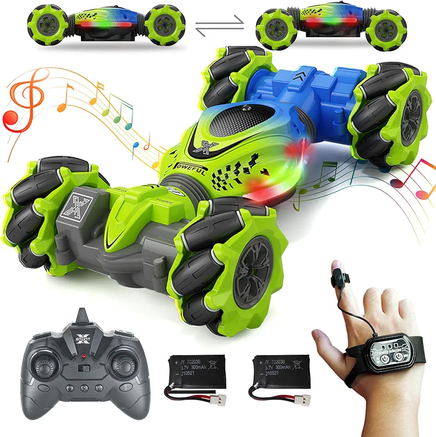 Remote Control Car Gesture Sensing Hand Controlled Stunt Car, 4WD Drift Twist Off-Road Tracked Vehicle with Light Music Truck Kids Toy Gift Suitable for Boys and Girls