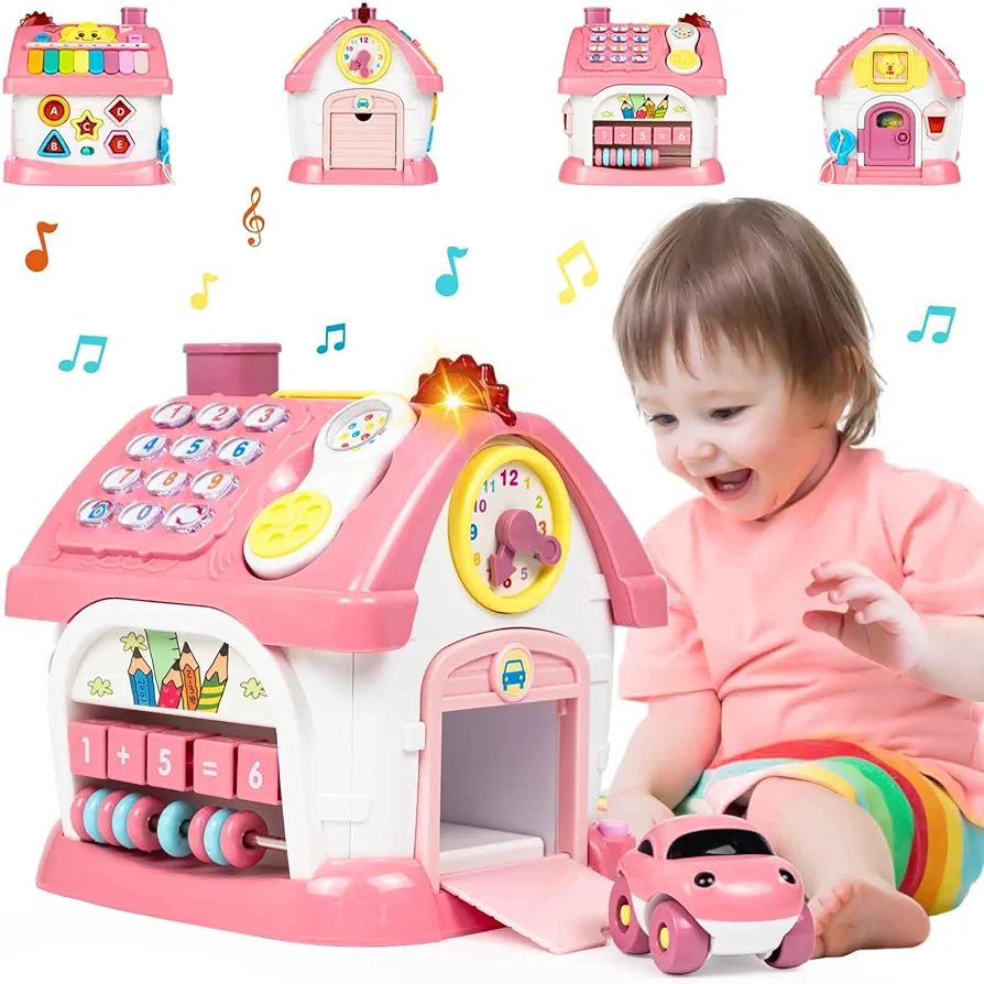 Toys for 1+ Year Old Girl Gifts, First birthday Gifts for Girls, 8-in-1 Montessori Toddler Toys House with Learning and Playing, Christmas and Birthday Gifts for kids Aged 1-2