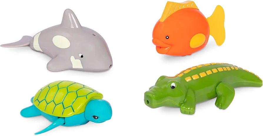 Battat – Paddling Bath Toys – 4-Pack Tub Animals – Floating Toys For Bathtime – Water & Beach Toys – 2 Years + – Wind-Up Tubbies - Turtle, Fish, Crocodile, Whale