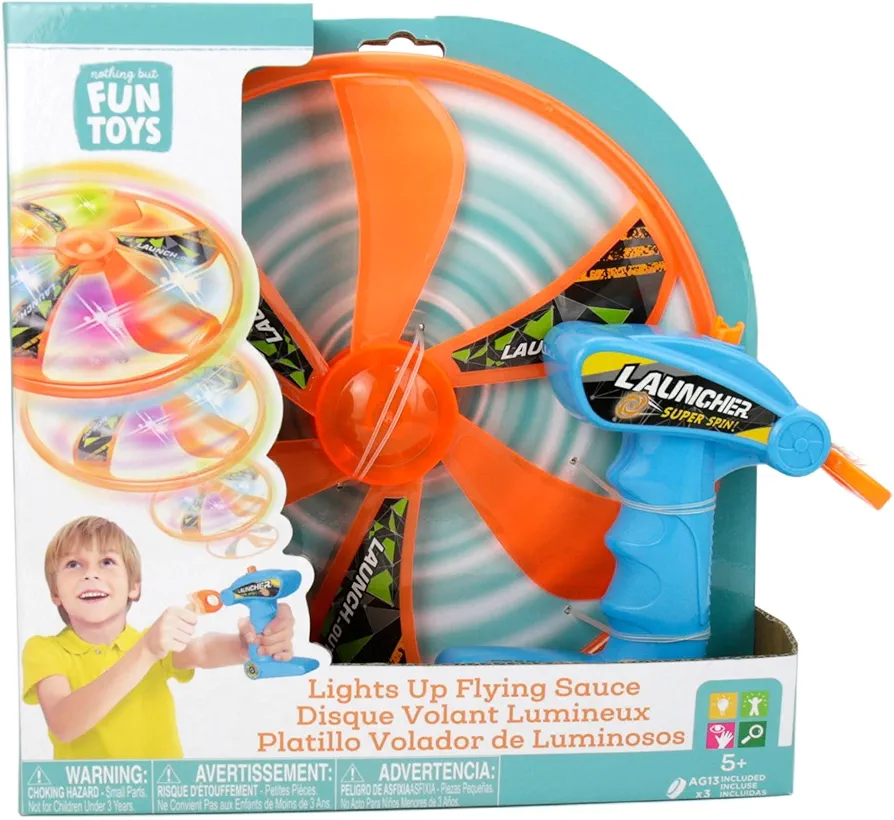 Light Up LED Flying Saucer Launcher Toy Designed for Children Ages 5+ Years, Multicolor (211080)