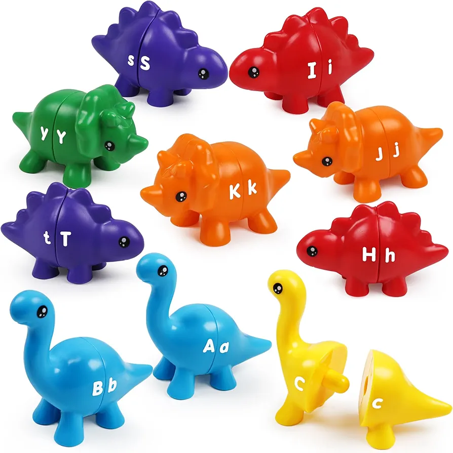 Dinosaur Matching Montessori Sensory Preschool Educational Learning Game Color Counting Sorting Fine Motor Toys for 3 4 5 Years Toddler Preschool Boys Girls (Letter)