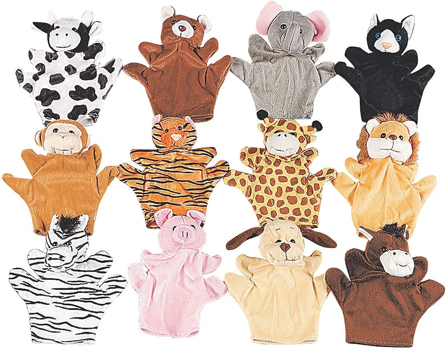 Five Finger Animal Hand Puppets with Arms and Legs (set of 12) Zoo and Farm