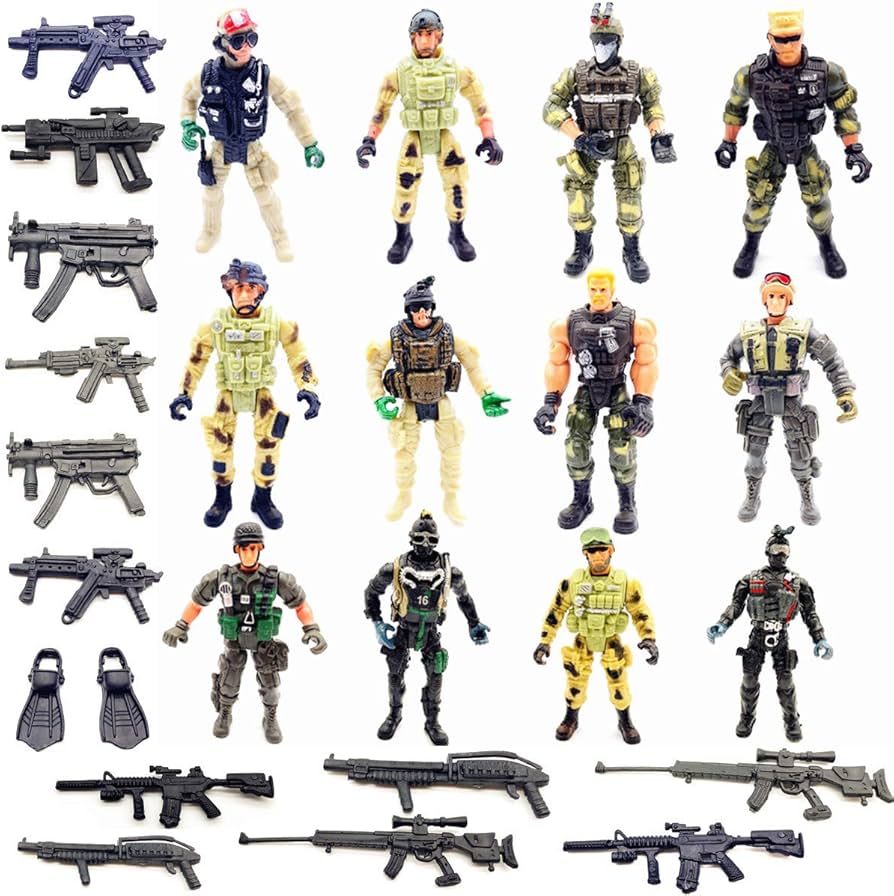 12 Pcs Military Team Action Soldiers Special Force Marine Recon Figure Elite Force Army