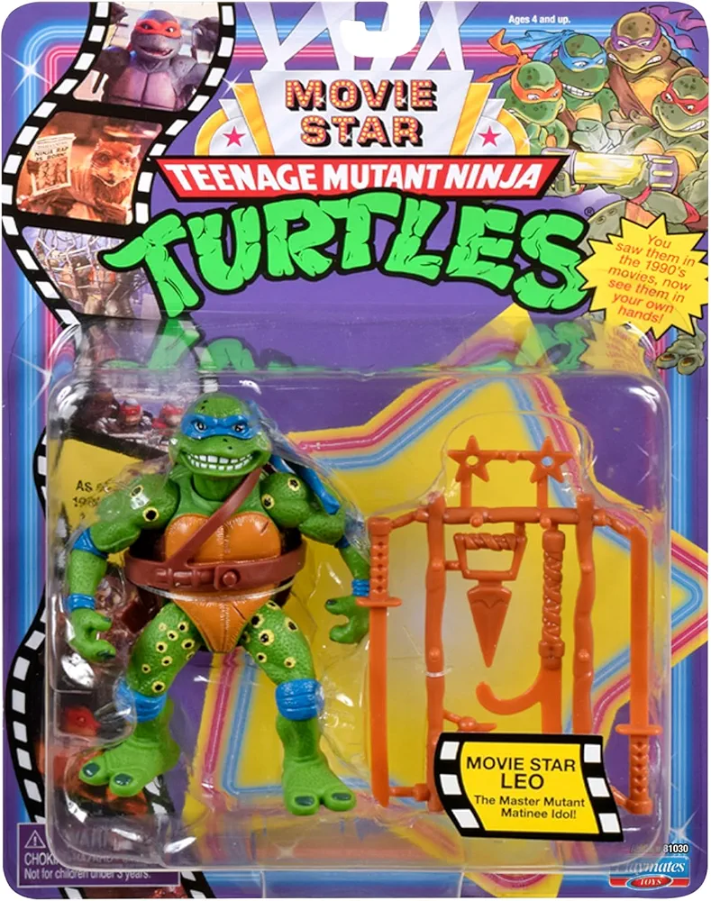 TMNT Classic 1991 Movie Star Turtle Leo in Special Movie Styling Package with Signature Weapon Accessories. Ideal Present for Turtles Fans!