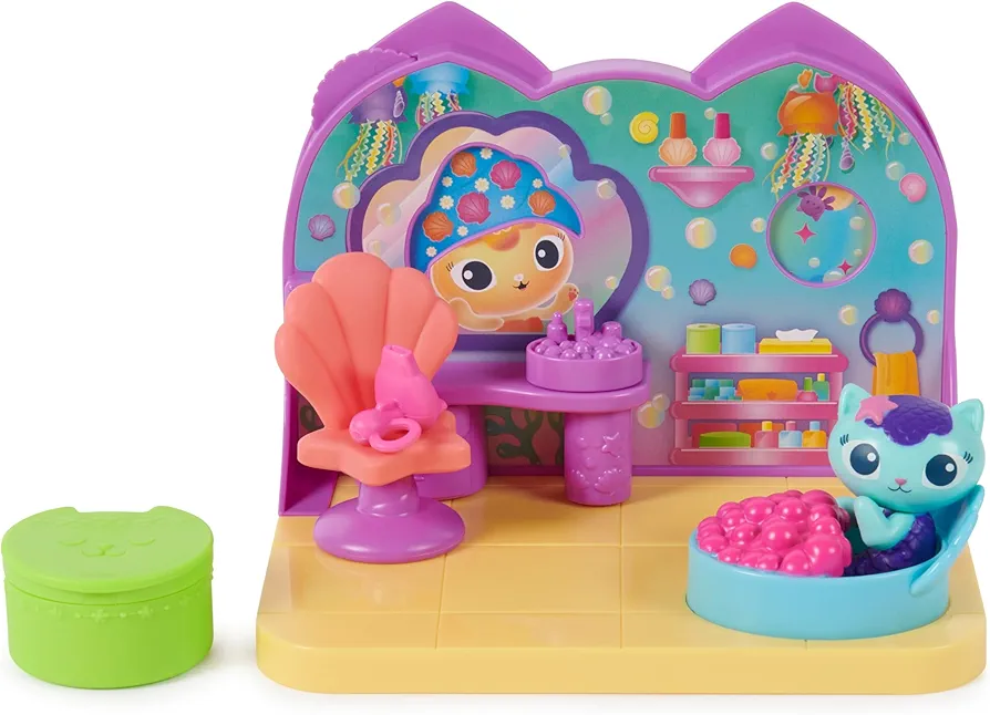 Gabby’s Dollhouse, MerCat’s Spa Room Playset, with MerCat Toy Figure, Surprise Toys and Dollhouse Furniture, Kids Toys for Girls & Boys 3+