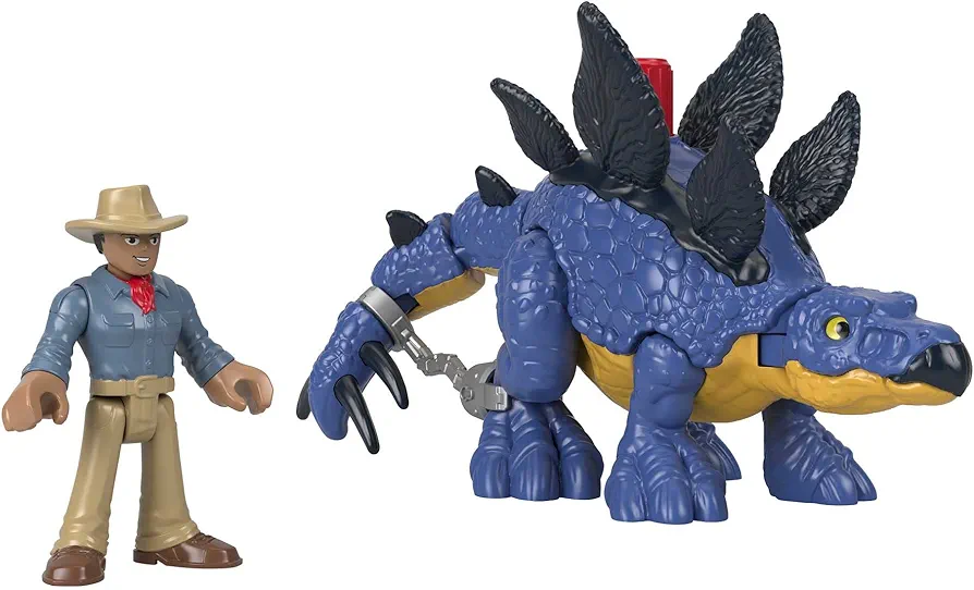 Fisher-Price Imaginext Jurassic World Dinosaur Toy Stegosaurus & Dr. Alan Grant Figure Set for Pretend Play Preschool Kids Ages 3+ Years