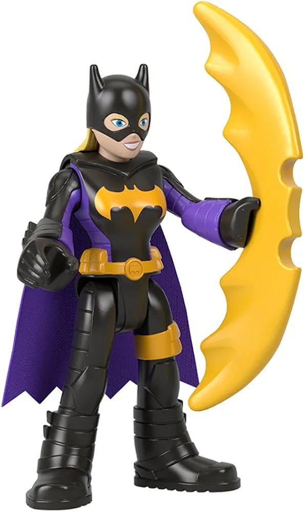 Replacement Part for Imaginext Super-Friends Playset - HML03 ~ Replacement Poseable Batgirl Figure ~ Includes Yellow Batwings Battle Gear