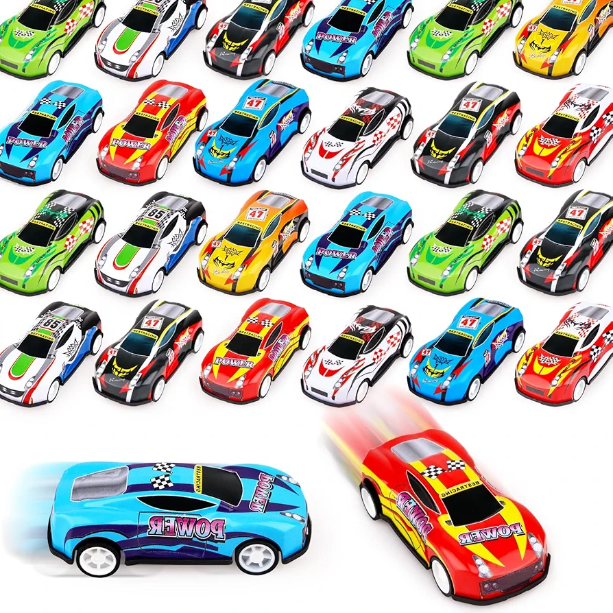 28 Pcs Pull Back Cars for Kids, Mini Vehicles Toy Bulk Party Favor Race Cars Toys for Toddlers Boys Girls Ages 3-8, Goodie Bag Stuffers Pinata Fillers