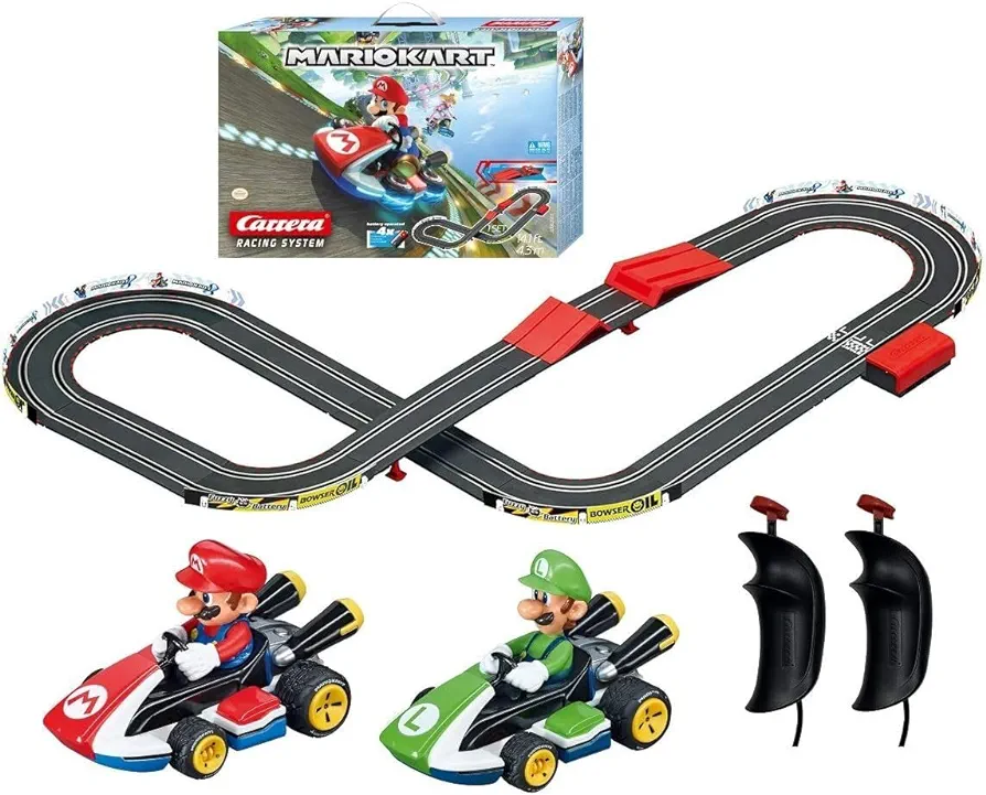 Carrera GO!!! 63503 Official Licensed Mario Kart Battery Operated 1:43 Scale Slot Car Racing Toy Track Set with Jump Ramp Featuring Mario and Luigi for Kids Ages 5 Years and Up