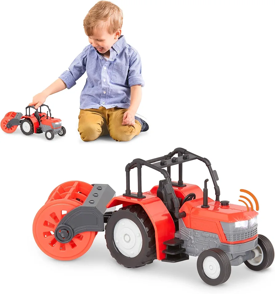 Driven by Battat – Small Toy Tractor for Kids – Lights & Sounds Toy Farm Vehicle – Pretend Play Toy – Realistic Toy Vehicle – 3 Years + – Micro Rotary Hoe Tractor