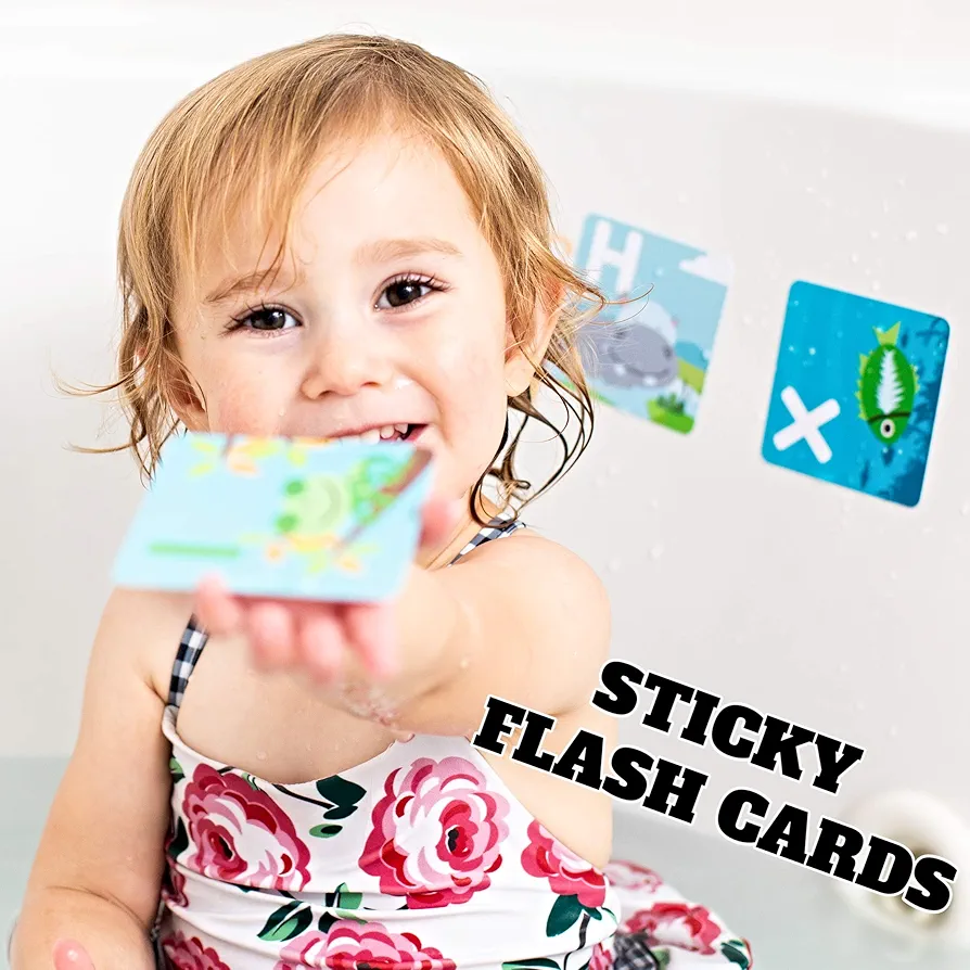 Bath Toys Flash Cards, 26 Alphabet Letters & Animal Words, Waterproof - ABC for Preschool & Kindergarten, ABCs Toddler Toys - Letter Picture Recognition Ultimate Preschool Activities