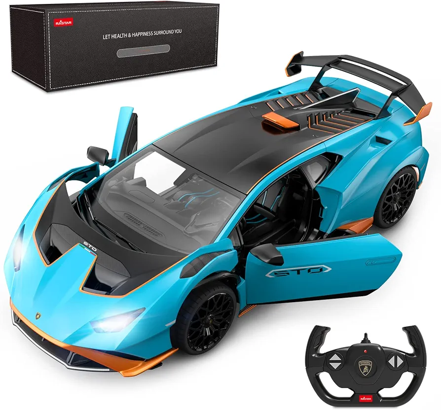 RASTAR Lamborghini RC Car R/C 1/14 Lamborghini Huracán STO Model Car Blue Lamborghini Toy Car 2.4Ghz Remote Control Car for Boys 8-12