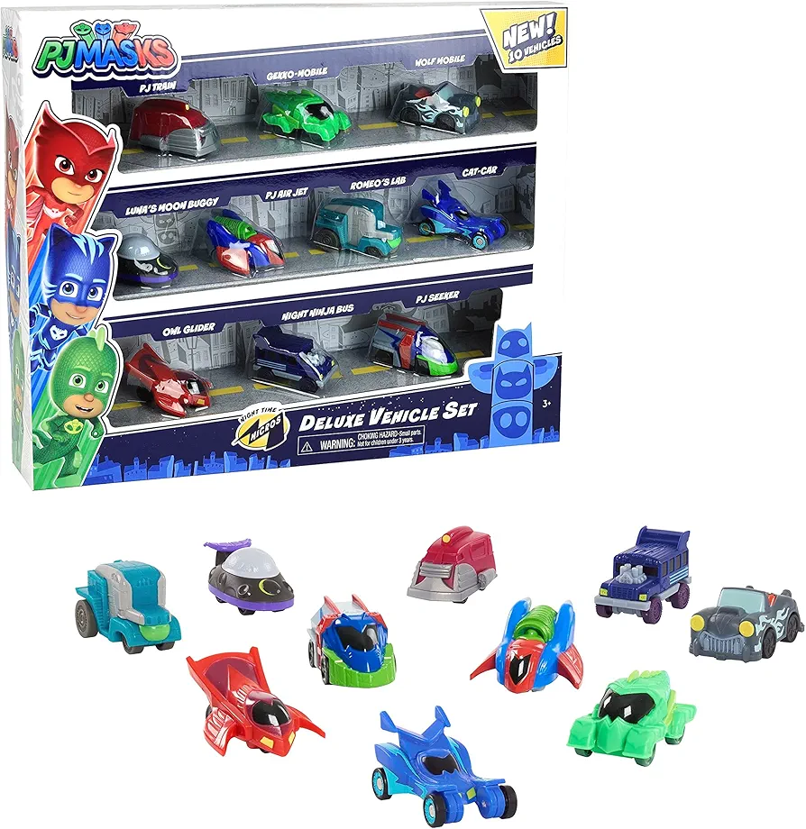 PJ Masks Night Time Micros Deluxe Vehicle Set, Kids Toys for Ages 3 Up by Just Play