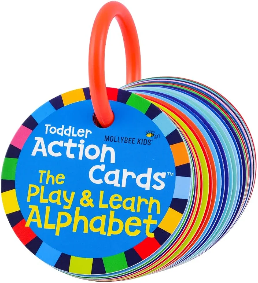 MOLLYBEE Kids Toddler Action Cards The Play and Learn Alphabet - A Learning Letters Toddler Activity Game, Ages 2+,