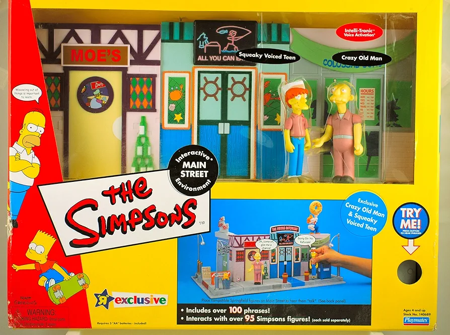 The Simpsons Exclusive Playset Main Street with Crazy Old Man and Squeaky Voiced Teen