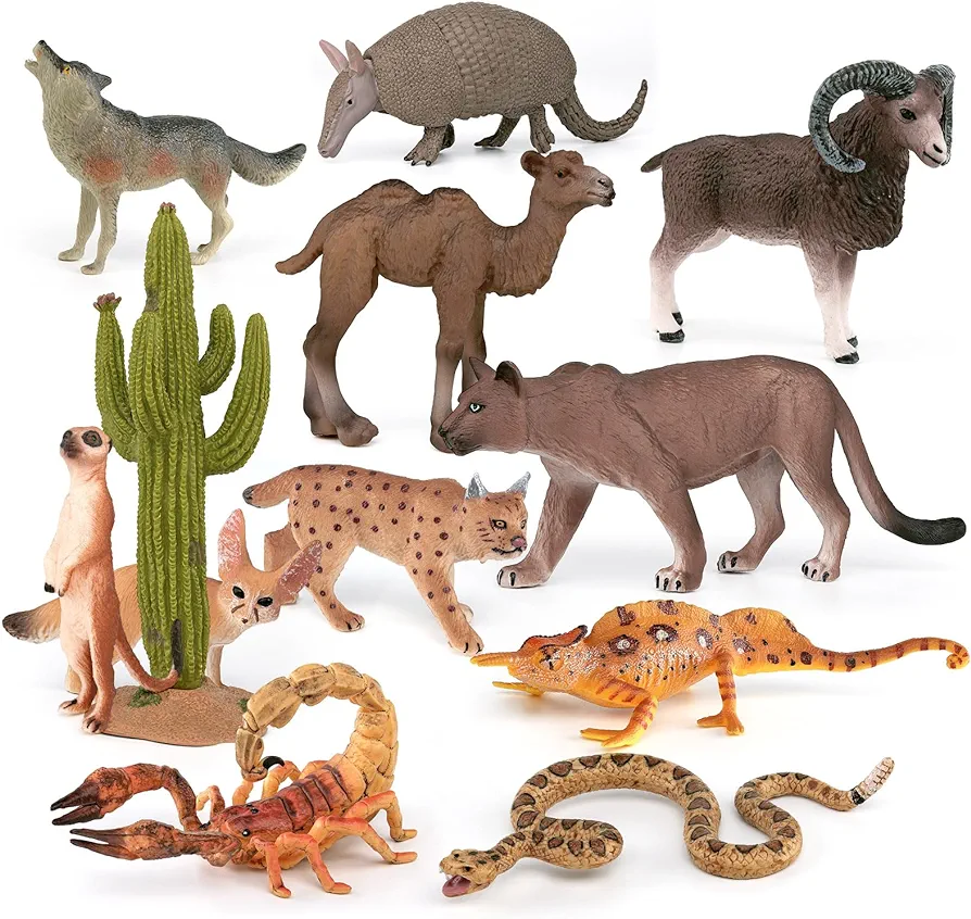 12-Piece Desert Animals Figurines Set - 6 Inch Realistic Toys for Kids, Toddlers, School Projects, Birthday Gifts, and Party Favors