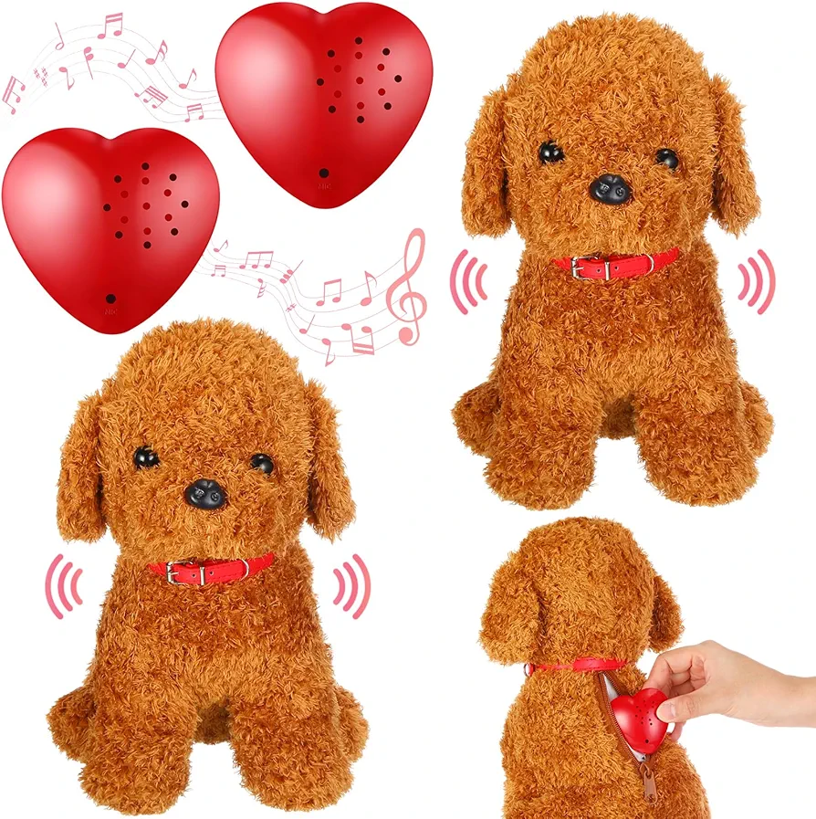 Liliful 2 Pack Poodle Dog Plush Stuffed Animals with 60s Voice Recorder Memorial Voice Recording Gift Plush Toys Sound Box for Class of 2024 Kindergarten Preschool Graduation Birthday Mother's Day