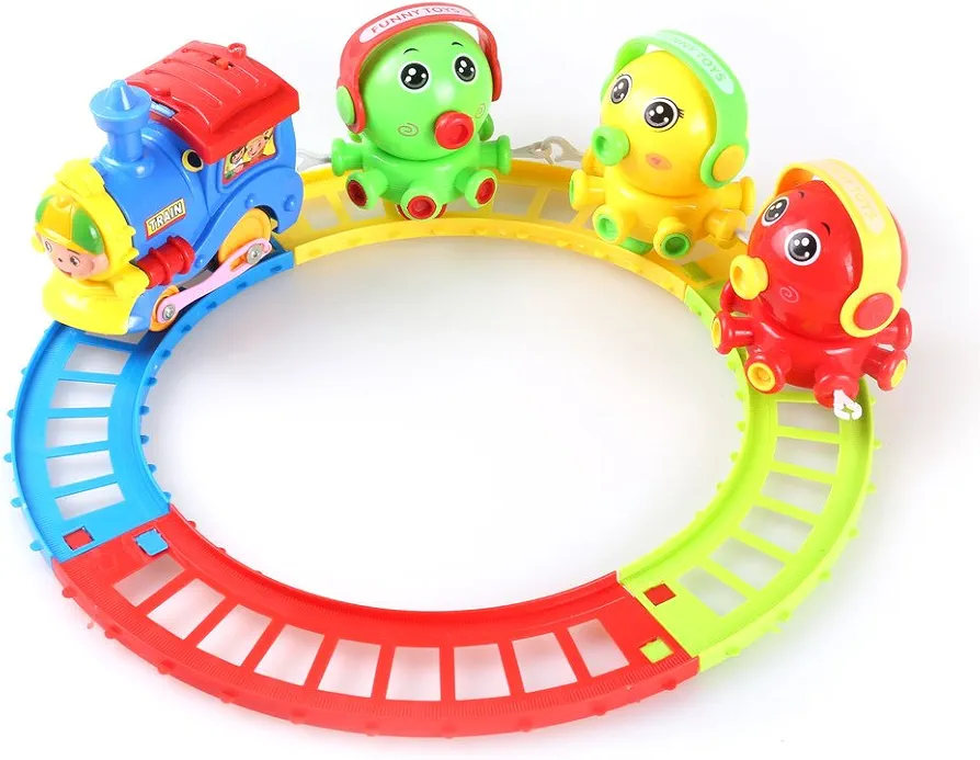 Sumac Musical Animal Friend Train and Track Playset – Colorful 12-Piece Battery Operated Train Set