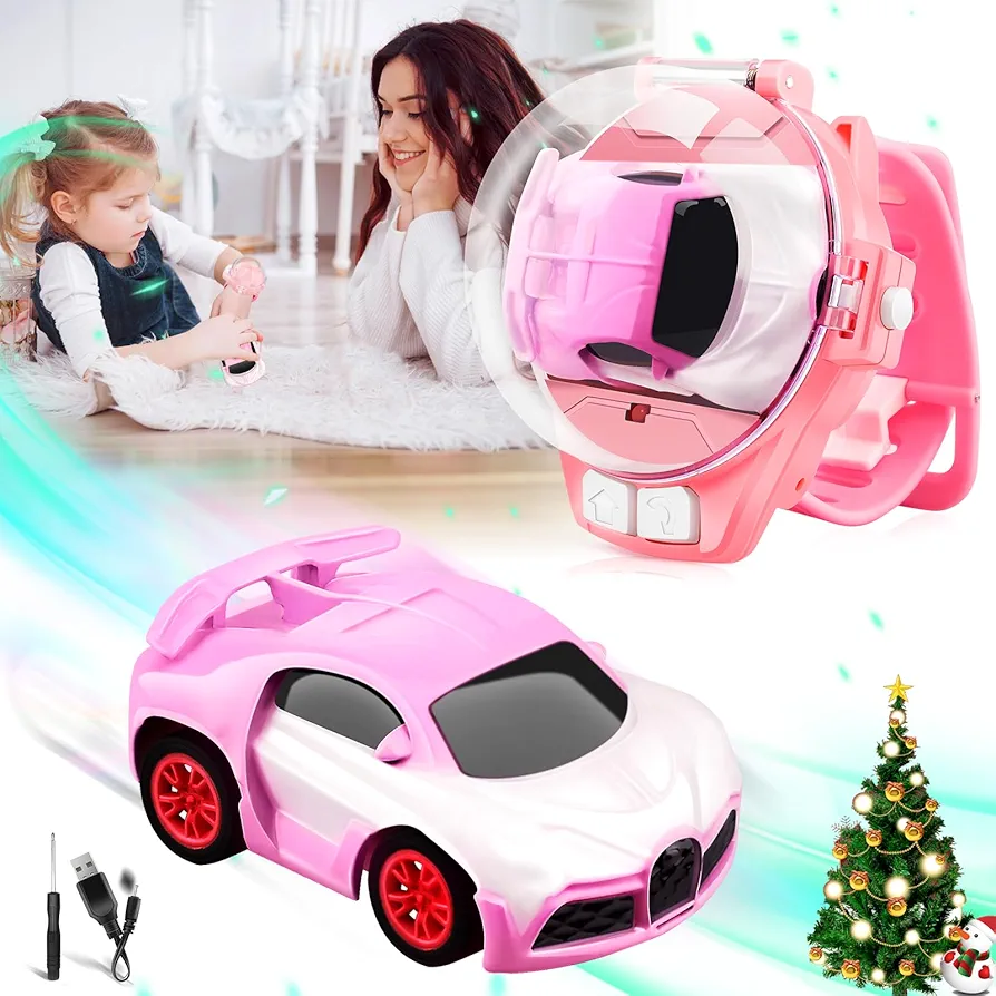 M&HONG 2024 New Mini Watch Remote Control Car Toy for Kids, 2.4 Ghz 50m Long Distance Car Watches Toys, Racing Watch Cars Toy, Watch Remote Control Car with USB Charging for Boys and Girls