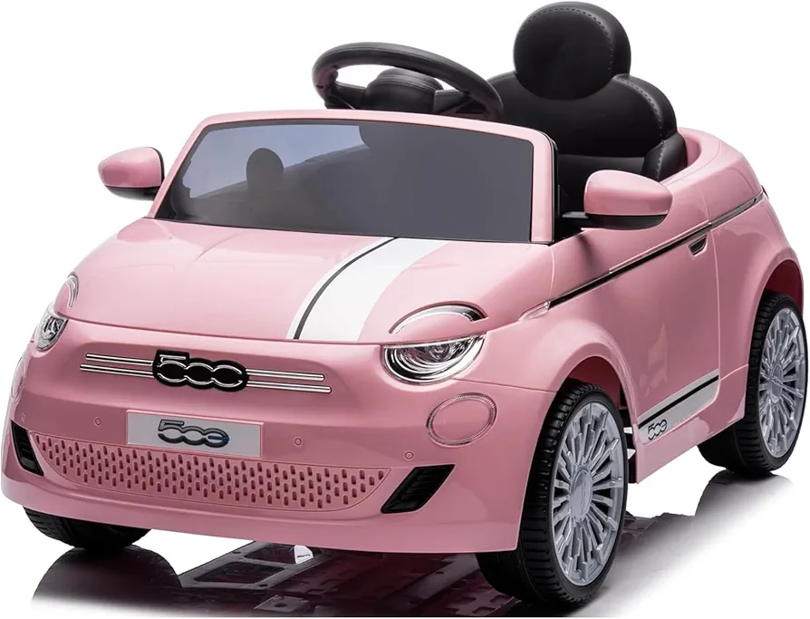 Best Ride On Cars Fiat 500 12v Battery DuoDrive KidPro Ride-On Car with Dual-Drive Mode, Manual and Remote Control, USB, Radio, Safety Belt, Kids' Electric Vehicles for Aged 3-6 years old, Pink