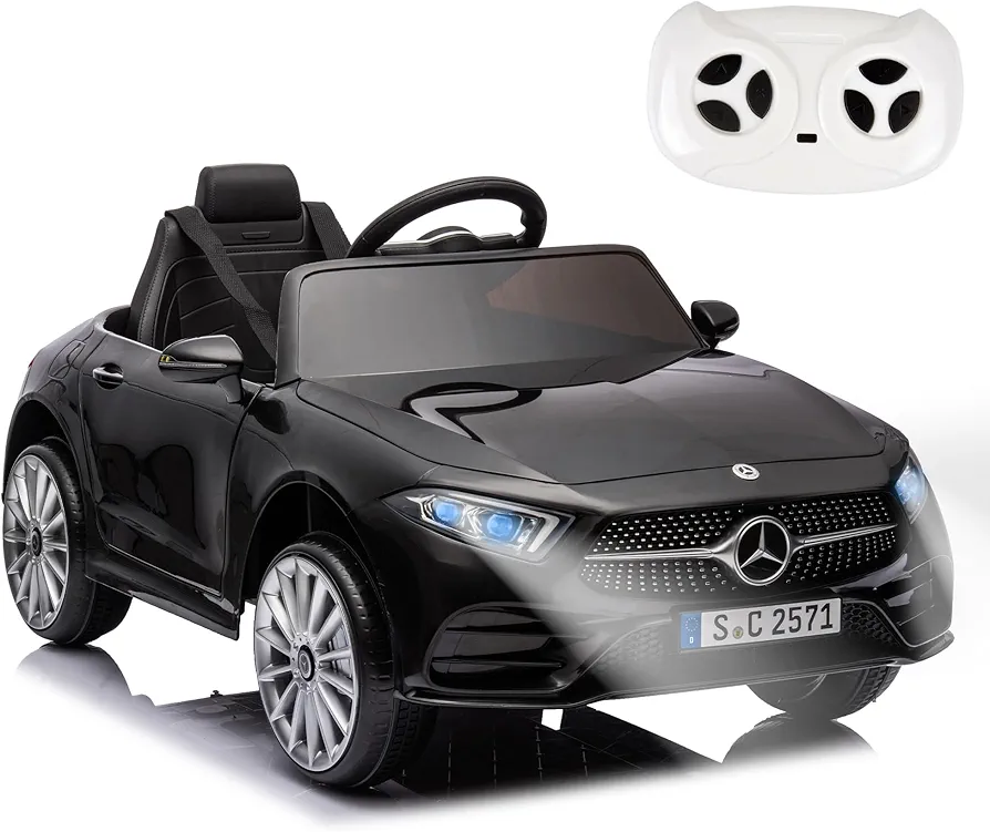 Licensed Mercedes-Benz CLS 350, 12V Kids Ride on Car, Electric Car for Kids W/Remote Control, Speeds Adjustable, Baby Toy Vehicles Gifts, Power Display, MP3, LED Lights, USB, Safety Belt, Black