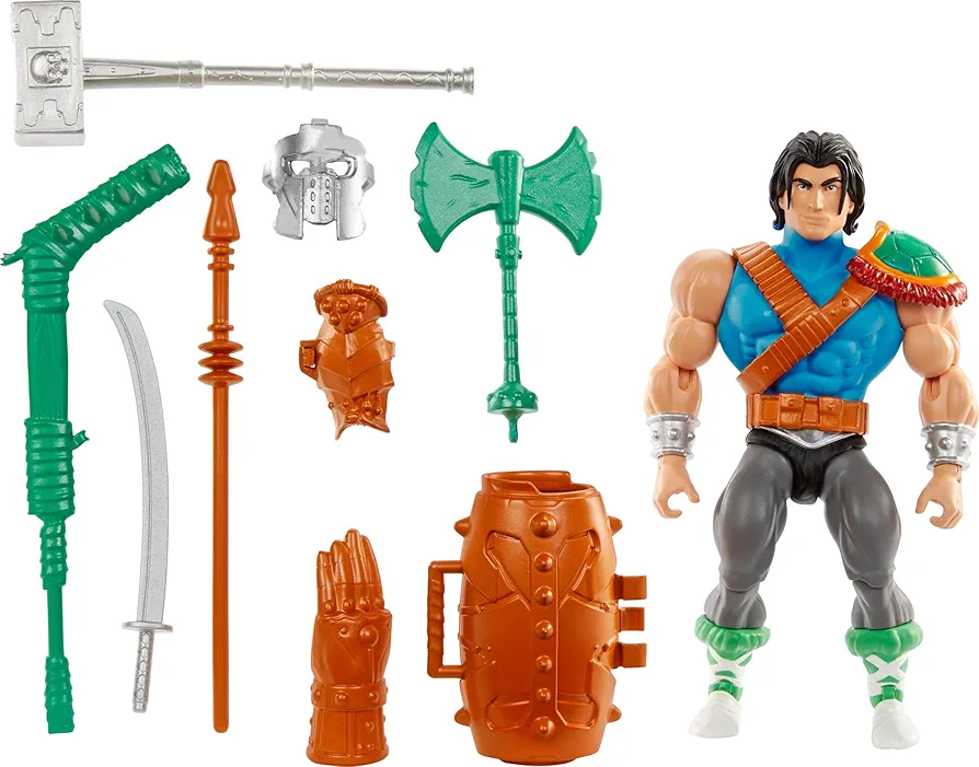 Masters of the Universe Origins Turtles of Grayskull Casey Jones Action Figure Toy, 16 Articulations, Armor & Weapons, TMNT & MOTU Crossover