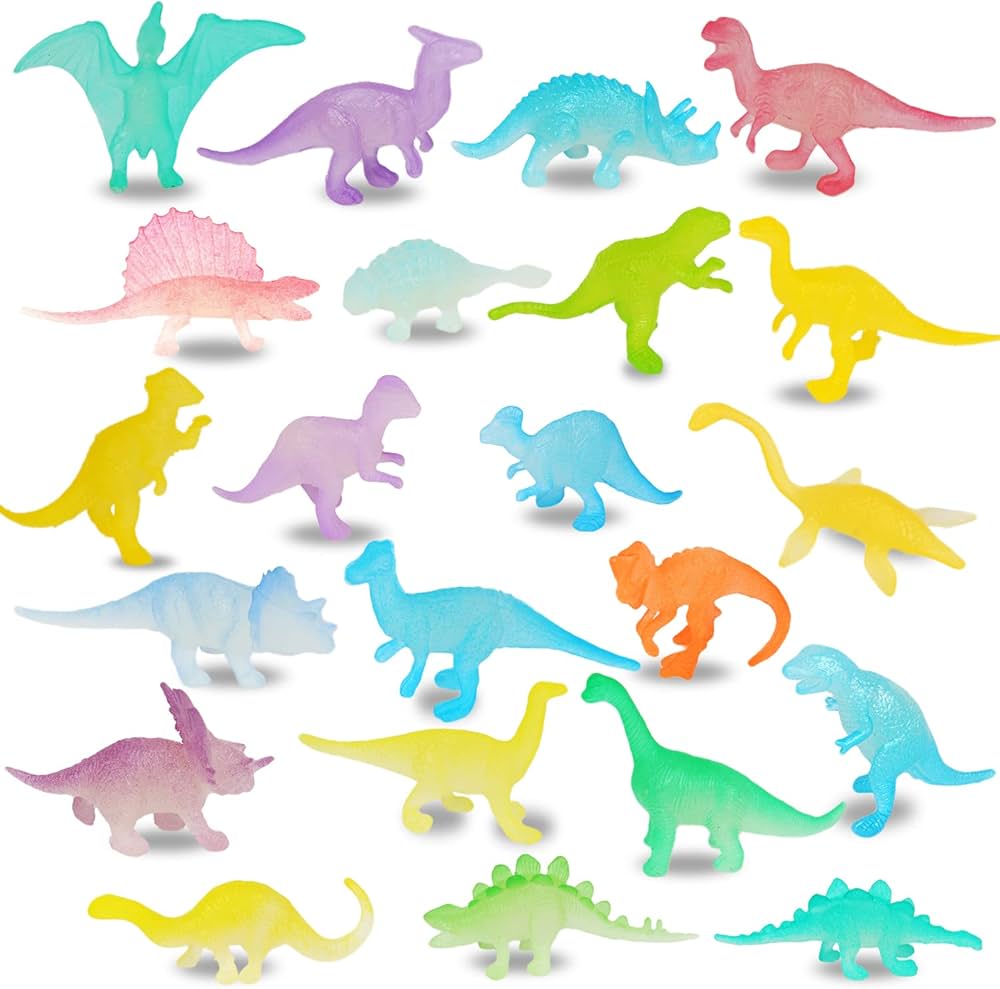 Mini Dinosaurs,44pcs Glow in the Dark Dinosaurs Figure for Kids Dinosaur Party Favor Cup Cake Topper Goodie Bag Filler Classroom Prize