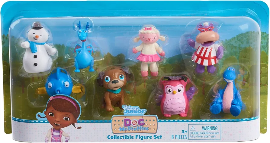 Just Play Doc McStuffins Collectible Figure Playset - 8 Pieces Including Lambie, Chilly, Stuffy, Findo, Professor Hootsburg, Hallie, Bronty and Squeakers