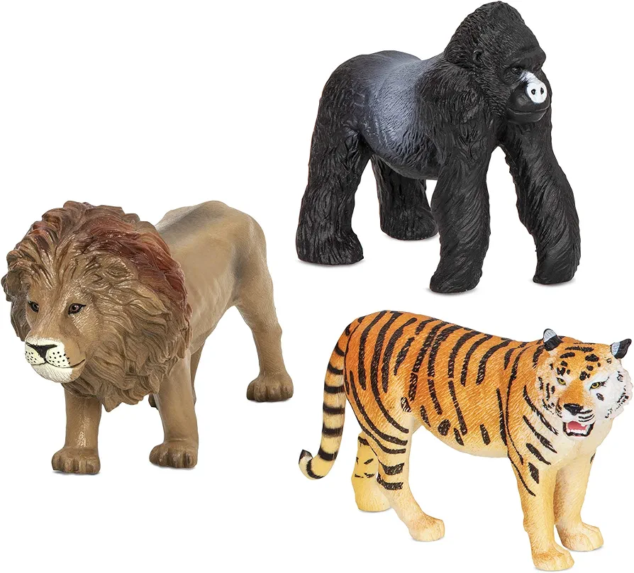 Terra by Battat – Realistic Animal Figurines – Plastic Jungle Animals (Lion, Tiger & Gorilla) – Collectible Animal Toys for Kids and Toddlers 3+