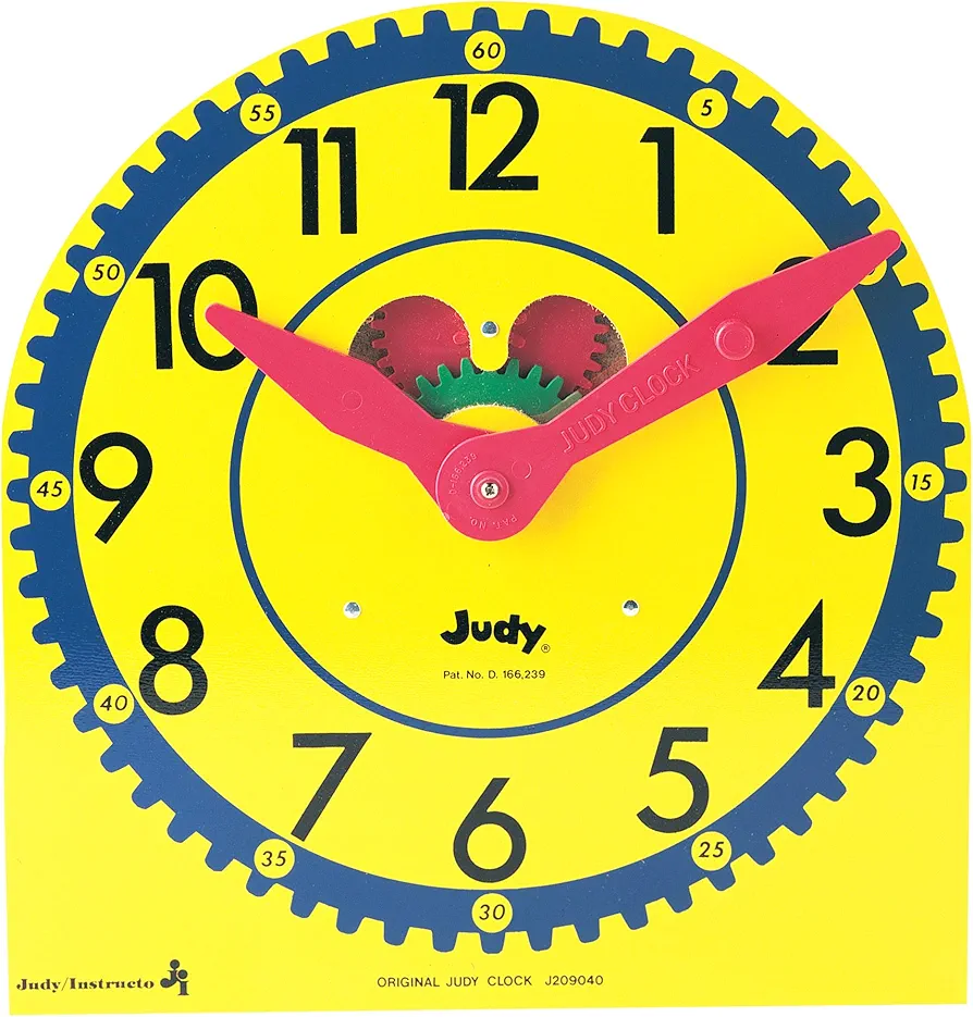 Carson Dellosa Judy Clock Telling Time Clock, 13.5" x 13" Telling Time Teaching Clocks for Kids, Kindergarten, 1st Grade, 2nd Grade, 3rd Grade Telling Time Manipulatives