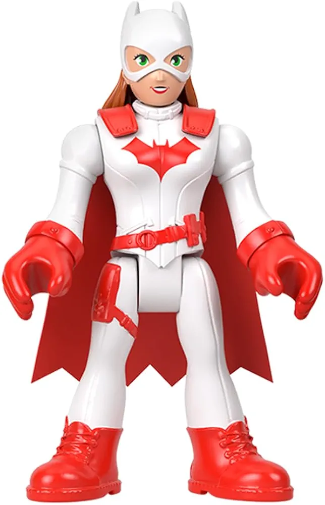 Fisher-Price Replacement Part Imaginext Playset Inspired by DC Superfriends Holiday Theme - HML59 ~ Replacement Poseable Batgirl Figure ~ Dressed in White and Red